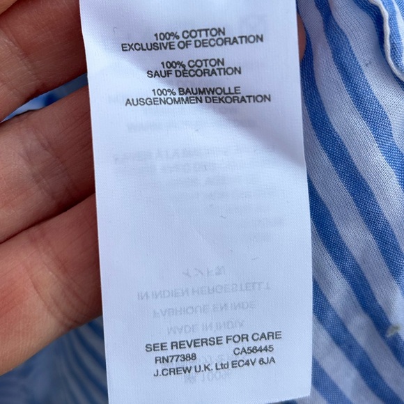 J Crew Blue Striped Red Embroidered sleeve tunic, size XL - Picture 7 of 8